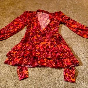 A tie dress with long sleeves